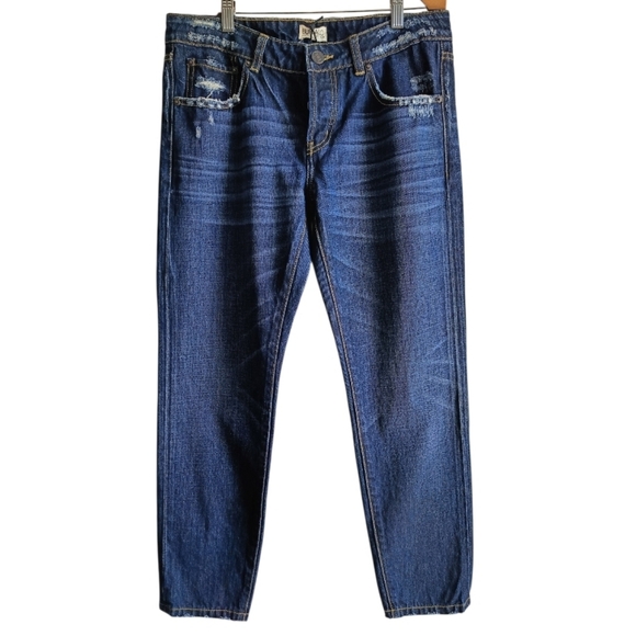 US27👖Buffalo David Bitton Mi-waist  Skinny Jeans - Dark Blue Distressed - Picture 3 of 12